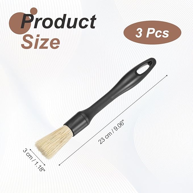 HARFINGTON 3 Pcs Car Detailing Brush 9.1" Natural Bristle Auto Cleaning Brush Scratch Free Automotive Cleaner Duster for Exterior Interior Dashboard Wheels Air Vents, Yellow