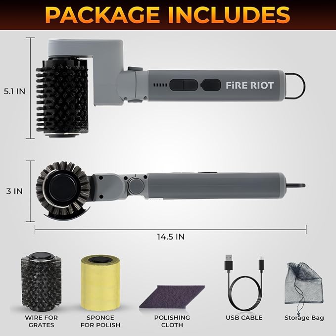 2026 Upgraded Electric Grill Brush for Outdoor, BBQ Grill Cleaner with 3 Replace Heads, 3-Speed & Angle Adjustable Rotary Grill Brush, 150 Mins Runtime Grill Cleaning Brush for BBQ Grates & Griddles