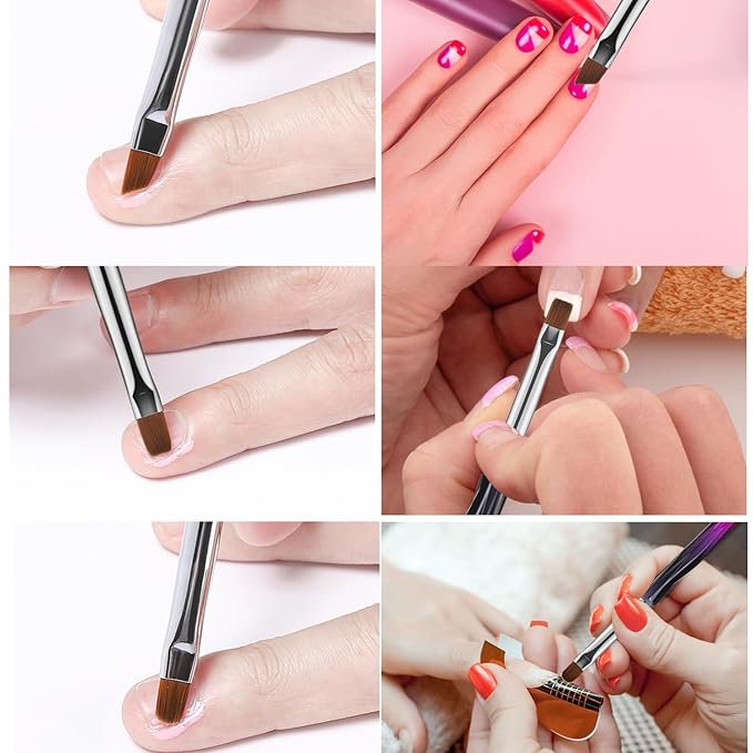 6Pcs Nail Art Brushes Set | Clean Up Brush, Liner, Polish & Extension Gel Brush | Nail Polish Mistake Cleaner for Nail Art DIY, Manicure Tools