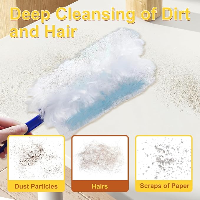 40-Piece Duster Refills,Static Dust Removal Brush Disposable Replacement Head Compatible with Swiffer Duster Refills， Multi-Surface Dusters for Cleaning Furniture, Blinds, Electronics & Corners