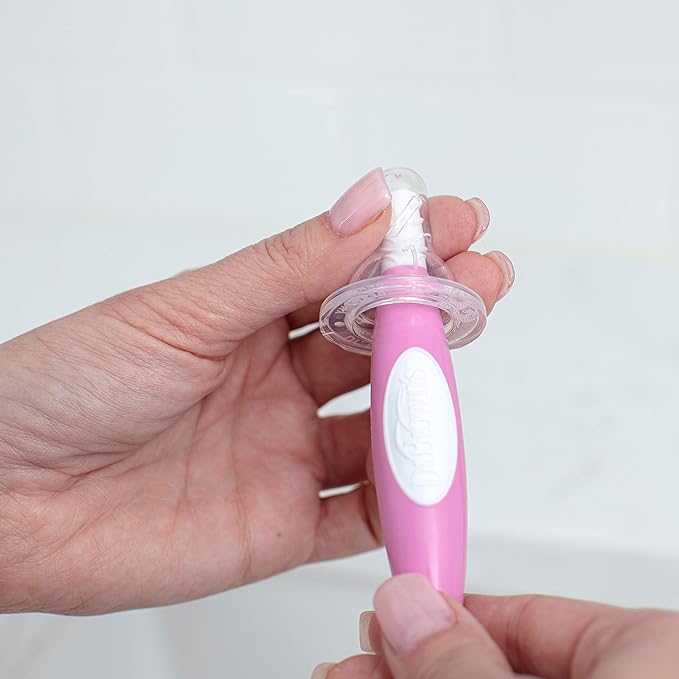Dr. Brown's Soft Touch No Scratch Baby Bottle Cleaning Brush Nipple Cleaner with Stand and Storage Clip,BPA Free,Pink,(Pack of 12)