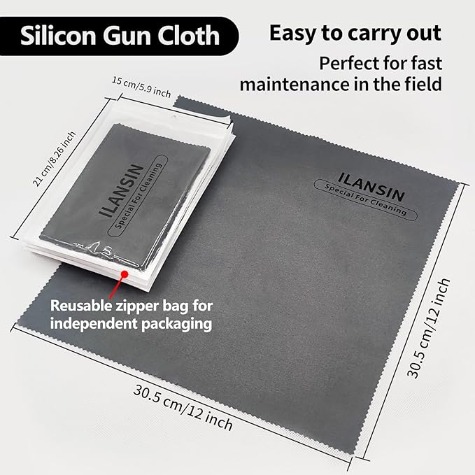 Silicon Gun Cloth 12'' ×12'' Gun Cleaning Cloths Lint Free - Gun Cleaning Wipes with Silicon Gray Gun Cleaning Rags for Gun Cleaning/Polishing Silicon Rags/Rust Wipes