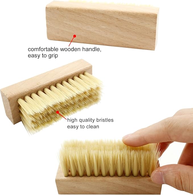 4 Pcs Wooden Handheld Shoe Cleaner Brush Set - Nano Silk, PP Silk, Natural Horsehair, Pig Bristle - For Sneakers, Leather Boots, Canvas Shoes