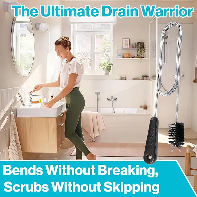 48 Inches Flexible Long Sink Drainage Tool - Sink Blockage Remover - AC Drain Line Cleaner Tool - Reach Tough Clogs Effortlessly