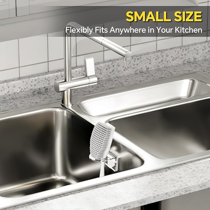 NiHome Clear Acrylic Kitchen Sink Brush Holder 2PCS, Universal Fit Compatible with All Sink Types for Practical & Stylish Brush Storage, Easy Installation Sleek Modern Design with Secure Nano Adhesive