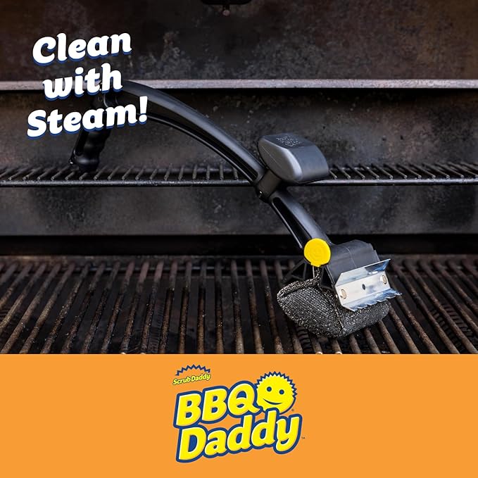 Scrub Daddy Household Cleaning + BBQ Bundle - BBQ Daddy Bristle Free Grill Brush - 2 Microfiber Cleaning Towels - All Purpose Cleaner PowerPaste Cleaning Paste + Scrub Mommy Sponge