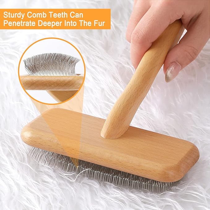 Carpet Rake Sheepskin Wool Brush More Suitable for Pile Carpets/Rugs for Carding Fur Restore Carpets Softness and Texture Let Rugs to New Looking(Wood, 1PCS)