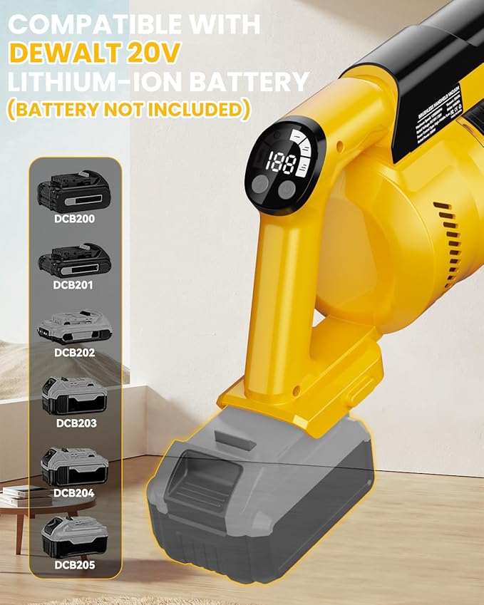Cordless Vacuum Cleaner for DeWalt 20V Battery, 7-in-1 Lightweight Stick Vacuum with HEPA Filter, 35KPA Suction, 350W Brushless Motor, 3 Modes for Carpet, Floor, Car (Battery Not Included)