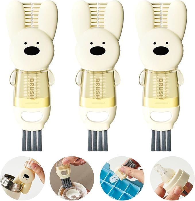 4 in 1 Cup Lid Cleaning Brush, Multifunctional Bottle Cleaning Brush, Cup Crevice Cleaning Tools, Easy to Clean and Storage, Cup Lid Gap Cleaner, Home Kitchen Cleaning Tools - 3Pcs