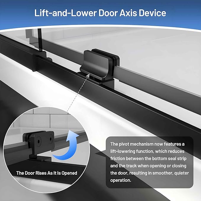 56-60" W x 71" H Pivot Glass Shower Door,1/4"(6mm) Thick Clear SGCC Tempered Shower Glass Door,Matte Black Shower Door,Reversible Installation