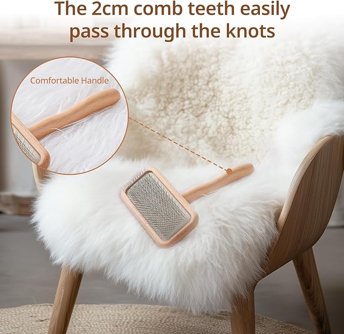 Sheepskin Wool Brush - Carpet Rake Tool for Pet Hair Removal and Household Fabric Care