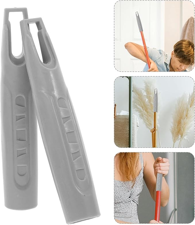 2pcs 19Mm Broom Handles and Dustpan Handle Grips Plastic Replacement Rods for Household Cleaning Tools, Compatible with Mini Broom Sets and Manual Carpet Sweepers, Gray