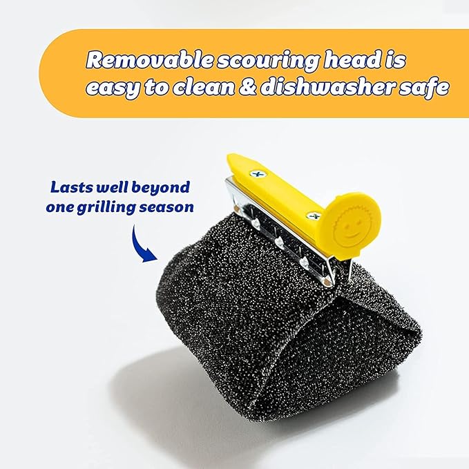 Scrub Daddy BBQ Daddy + Refill Heads - BBQ Cleaning Brush with Scraper & Bottle Opener, Barbeque Grill Cleaner, Wire Bristle Free, Barbecue Cleaner Brushes, High-Tech Cleaning Accessories for Men