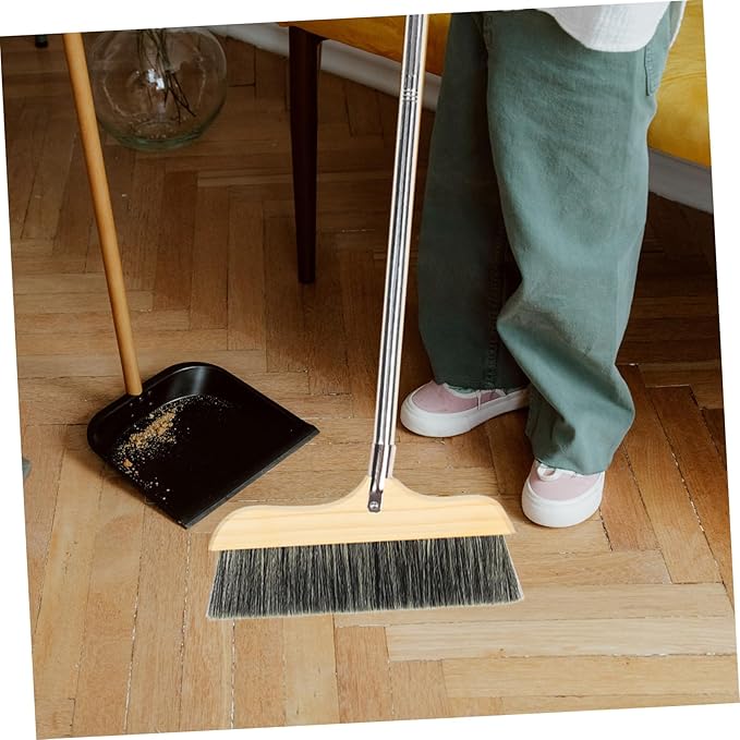 Cabilock Soft Bristle Broom with Handle Long Handle Floor Brush for Home Kitchen Outdoor Cleaning Static Bristles for Sweeping Pet and Dirt Hardwood and Carpet Floors