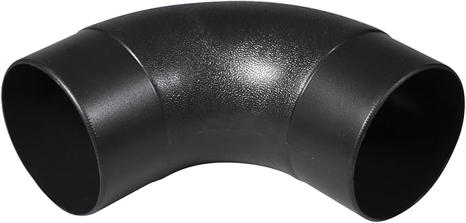 POWERTEC 70105 4" Elbow Dust Hose Connector, Black, 4", 90 Degree Elbow