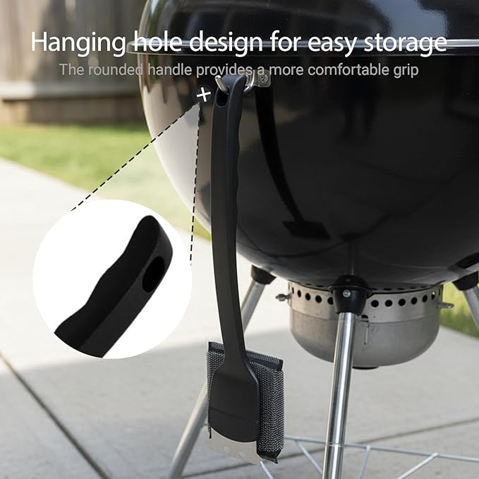BBQ Grill Brush for Outdoor Grill Accessories with Stainless Steel Scraper Grill Brush Bristle Free Flat Top Grill Cleaner BBQ Cleaning Brush for All Grill Types