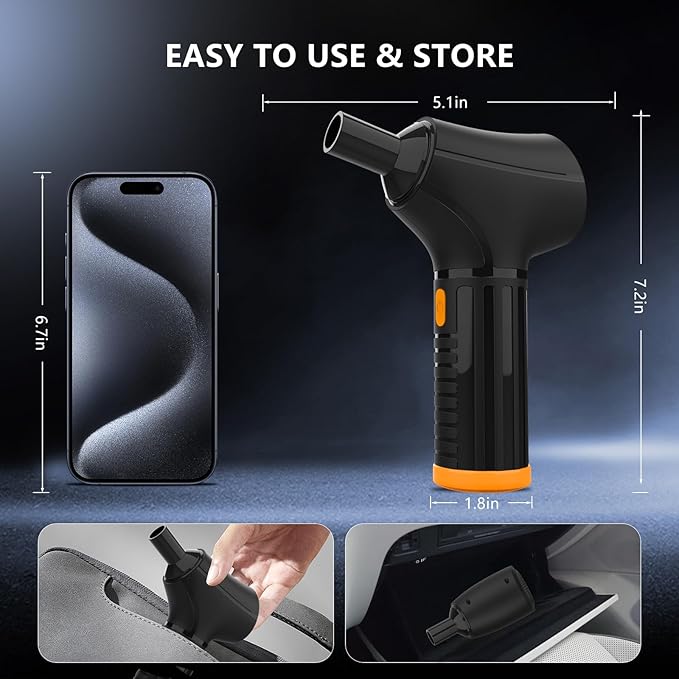 Keway Electric Compressed Air Duster - High-Power Rechargeable Cordless PC Duster with 3 Adjustable Speed Settings, Air Blower for PC Cleaning, Keyboard Duster Spray Air Can Replacement