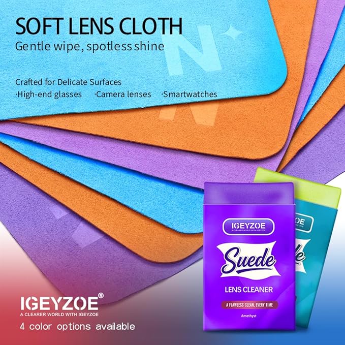 8-Pack Microfiber Lens Cleaning Cloths Eyeglass Lens Cleaner Glasses Cleaning Cloths Eyeglasses, Camera Lens, VR/AR Headset, and Screen Cleaning (4 Colors)
