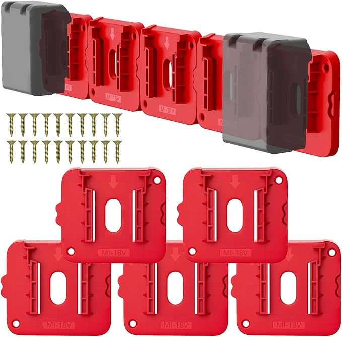 Battery Holder Compatible for Milwaukee 18V Battery, Wall Mount Batteries Storage for Work Van, Shelf, Toolbox - 10 Pack