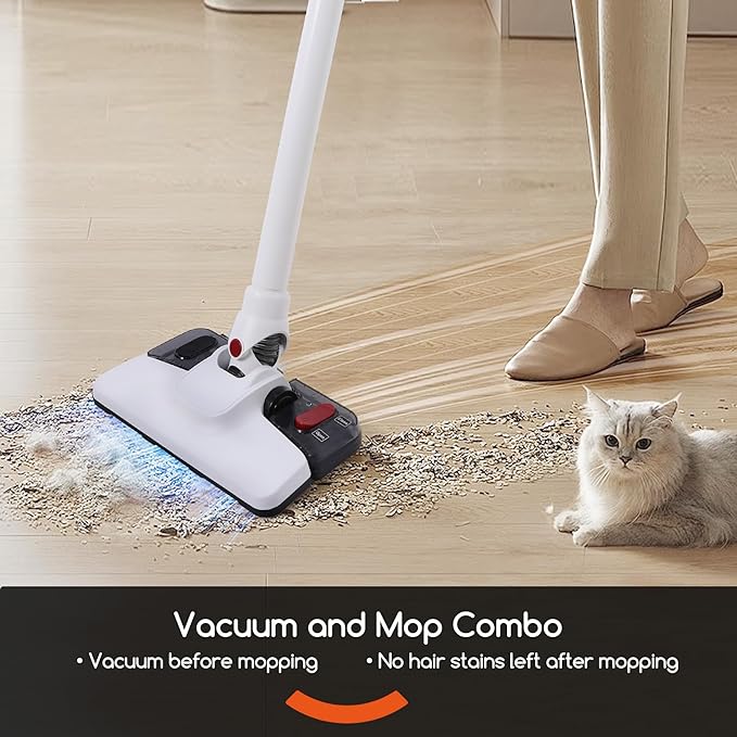 Lightweight Stick Vacuum Cleaner, Unique Vacuum and Mop Combo - 3 Dust Filters/Microfiber Pads,Corded Stick Vacuums & Electric Brooms - 400W 12Kpa Suction for Kitchen, Bedroom, Living Room