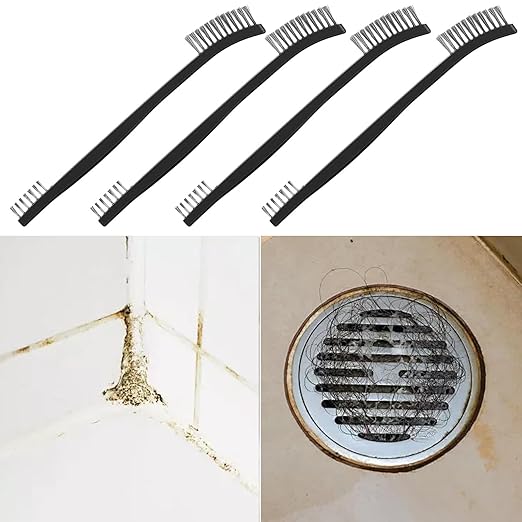 4 Pcs Small Cleaning Brushes, Small Wire Brush for Cleaning, Double-Ended Detail Cleanings Brush for Cleanings Welding Slag and Rust