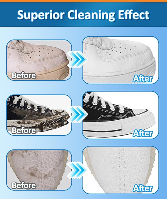 Shoe Cleaner, Sneaker Cleaner with Brush & Towel, Foam Shoe Cleaning Kit for White Shoes, Leather, Boots, Canvas