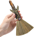 Witch Broom Witchcraft Supplies - Altar Supplies with Tiger Eye Stone Wiccan Stuff Goddess Magic Broomstick with Natural Healing Crystals Hexagonal Points Pagan Reiki Energy Clearing Decor