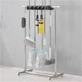 Movable Commercial Stainless Steel Mop Rack,Mop and Broom holder,Floor Standing Mop Broom Holder Cleaning Tool Rack, Umbrella Stand,Schools,Factories,Hospitals,Garage,Home Organization Must Haves ( Si
