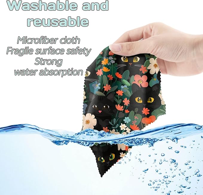 6 PCS Glasses Cleaning Cloth Eyeglass Lens Microfiber Cleaning Cloth Reusable Phone Screens Camera Cute Aesthetic Women Girls(6.3"x6.3")-Green Black