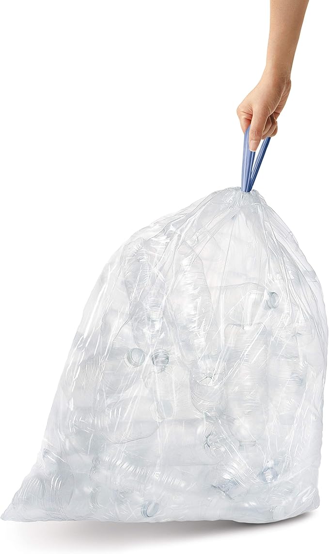 simplehuman Code B 90 Count, Dispenser Pack Custom Fit Liners, Drawstring Trash Bags, 6 Liter / 1.6 Gallon, White