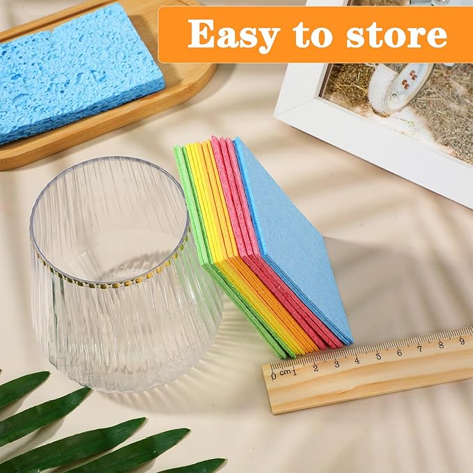 15Pcs Cellulose Sponges, Compressed Kitchen Sponges - 5 Colors Multipurpose Cleaning Sponge for Kitchen Bathroom Cars
