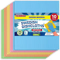 Swedish Dishcloths, 10 Pack, Ultra Absorbent Cellulose Kitchen Cloths, Reusable Paper Towels, Multi-Purpose Cleaning Rags for Kitchen & Bathroom (5 Assorted Colors)