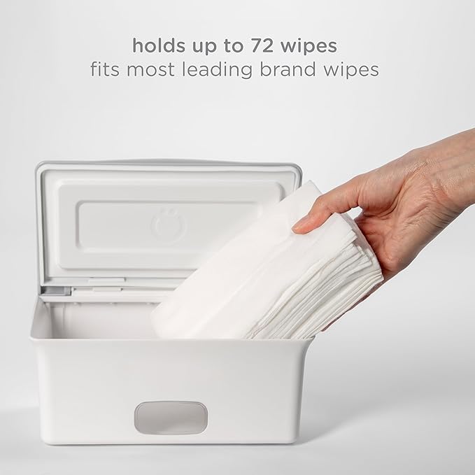 Ubbi Set of 2 Baby Wipes Dispensers with Weighted Plates and Secure Seals, Nursery and Baby Registry Essential to Keep Wipes Fresh and Changing Table Organized, Gray