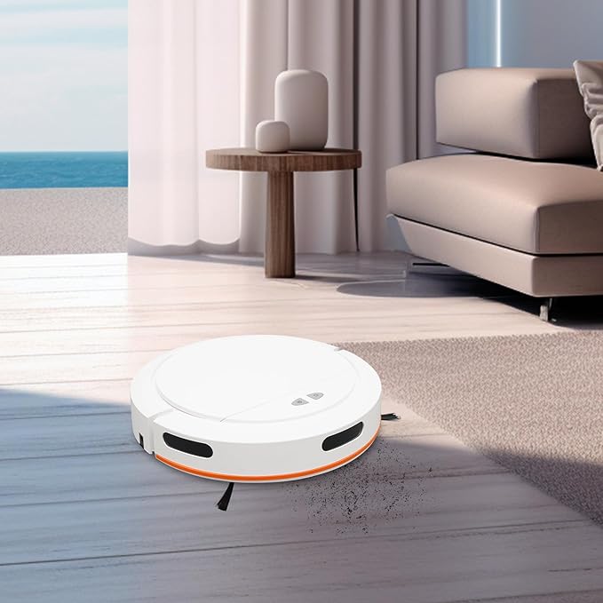 Robot Sweeping Machine, 3-in-1 Sweeping Machine, Robot Vacuum Cleaner, Cordless Sweeping Machine, Push Button/APP Control, 3-Cleaning Mode, for Pet Hair, Hard Floor, Low Carpet (White)