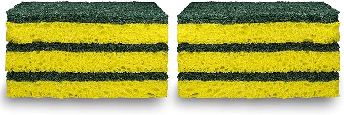 Amazon Basics Heavy Duty Sponges, Yellow/Green, 12-Pack (2 Packs of 6), Packaging May Vary