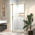 Pivot Glass Shower Door, 38-42" W x 71" H, 1/4"(6mm) Clear SGCC Tempered Glass, Brushed Gold Finish, Magnetic Closure, Reversible Installation