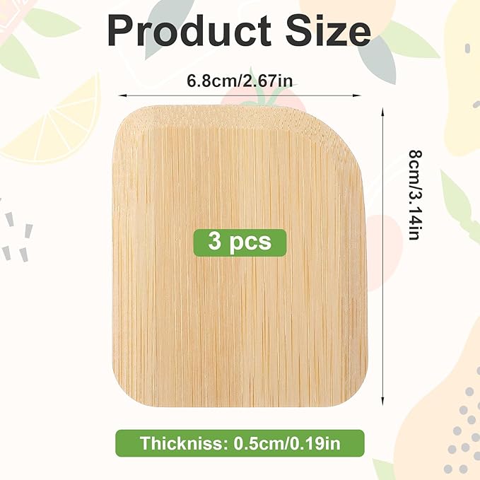 3pcs Bamboo Pot Scraper Tool Food Scraper for Cast Iron Skillet Cookware Cleaning Heat Resistant Kitchen Scrapers for Clean Pans Dishes Bowls and Plates Removes Food Effectively Without Scratching