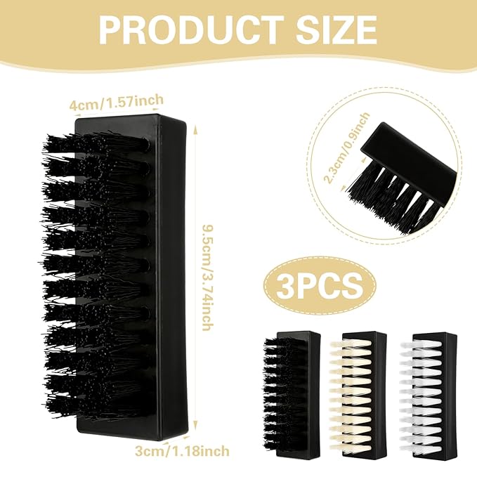 Hand Nail Brush for Cleaning Fingernails, Durable Nylon Firm Stiff Scrub Bristles Nail Scrubber Brushes for Men Mechanics Gardeners Scrubbing under Fingers Foot Toes(3 Pack, Black+Yellow+White)