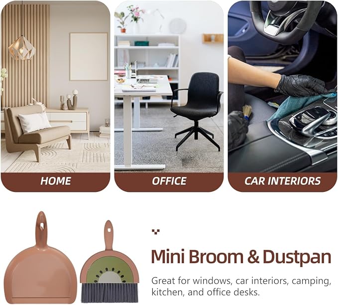 VOSAREA Mini Broom Set with Dustpan for Efficient Desk Cleaning Compact Handheld Brush for Home and Office Use