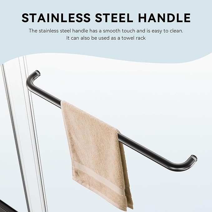 56-60" W x 58" H Semi-Frameless Tub Shower Door, Bypass Double Sliding Bathtub Shower Glass Doors with 1/4" (6mm) Clear SGCC Tempered Glass and Stainless Steel Handles, Matte Black