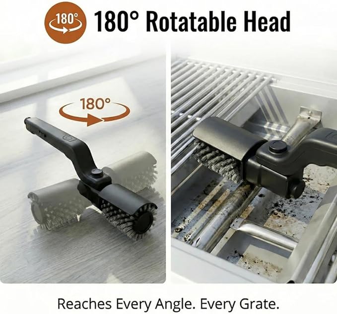 Vahrelo Grillmaster Pro,Electric Grill Brush, Cordless Electric BBQ Grill Cleaner with Powerful Motor, Rechargeable Grill Cleaning Brush for Burnt-On Grease & Grill Grates