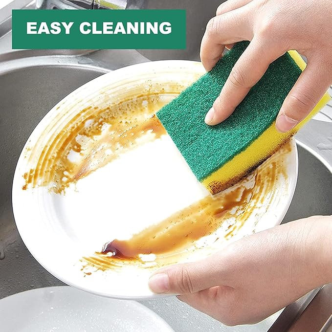 Individually Wrapped Sponges, Kitchen Dishwashing Sponge Bulk, Non Scratch Dishes Scouring Pad Dishcloth, Odor-Free Sponge Wipes for Household Cleaning Dishes Travel Apartments (40 Pack)