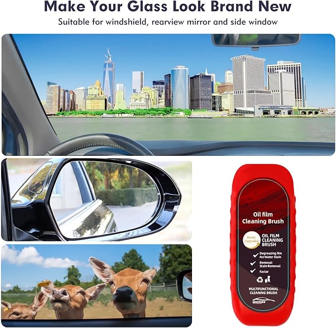 Automotive Oil Film Cleaning Brush, Car Glass Oil Film Cleaner Brush, Oil Repellent Film for car Windows, Improves Clarity and Visibility,Oil Film Cleaning Emulsion,universal glass cleaning wipe Board