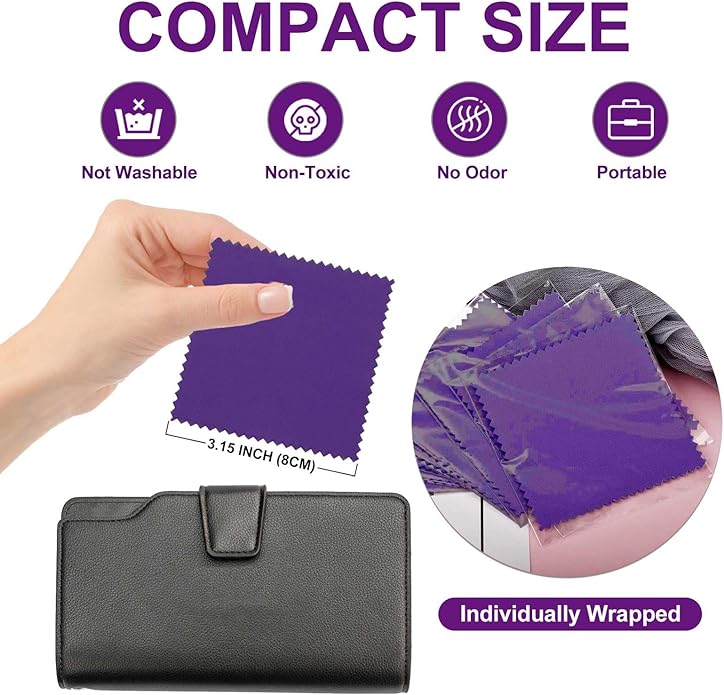 SEVENWELL 50pcs Jewelry Cleaning Cloth Pink Polishing Cloth for Sterling Silver Gold Platinum Small Polish Cloth 8x8cm