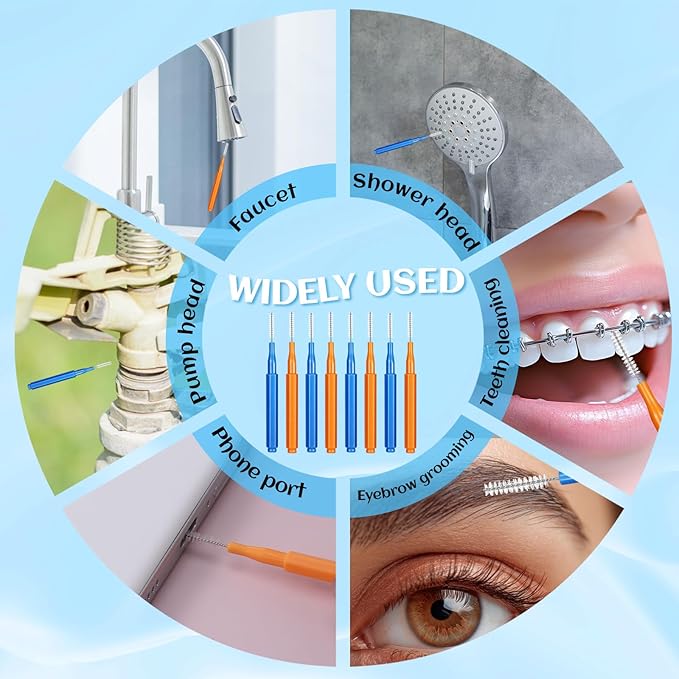 80Pcs Shower Head Cleaner Tool,Heavy Duty Multifunctional Shower Head Cleaning Brush Anti-Clogging Nozzle Professional Grade Bristles for Deep Cleaning Small Holes, Gaps for Household Bathroom