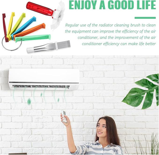 3 Pieces Air Conditioning Brush Set Includes FCR6 Ring Fin Comb Air Conditioner Fin Cleaner Condenser Radiator Fin Comb Stainless Steel Fin Straightener Cleaner Brush Repair Tool for Condenser Coil