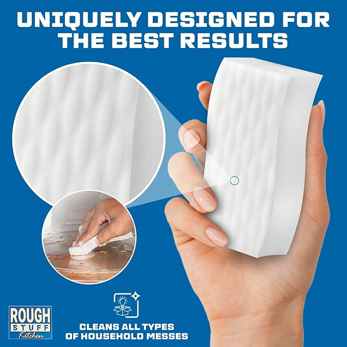 Kitchen Magic Cleaning Eraser Sponge Foam Pads, Non-Scratch Scrub Sponge for All Surfaces, Kitchen-Bathroom-Furniture-Leather-Car, Add Water to Erase All Dirt, Melamine - Universal Cleaner, 6 Count