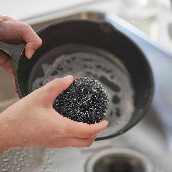 Heavy-Duty Stainless Steel Wool Barbecue Grill Cleaning Scrubber Pads, Replacement Steel Wool Brush Head for Grill Brush, 4 Pack