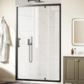 WinZo 47-48" W ×72" H Pivot Shower Door, 1/4"(6mm) SGCC Clear Tempered Glass Shower Door with Explosion Film, Nano Easy-Clean Coating, Reversible Installation, Matte Black