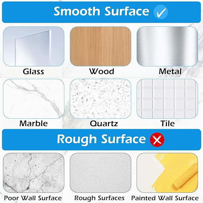 Lsnisni 12 Pack Shower Caddy Adhesive Replacement, Shower Adhesive Strips, Waterproof Adhesive Hooks, Strong Sticker, No Drilling, for Bathroom Shelf and Kitchen Racks